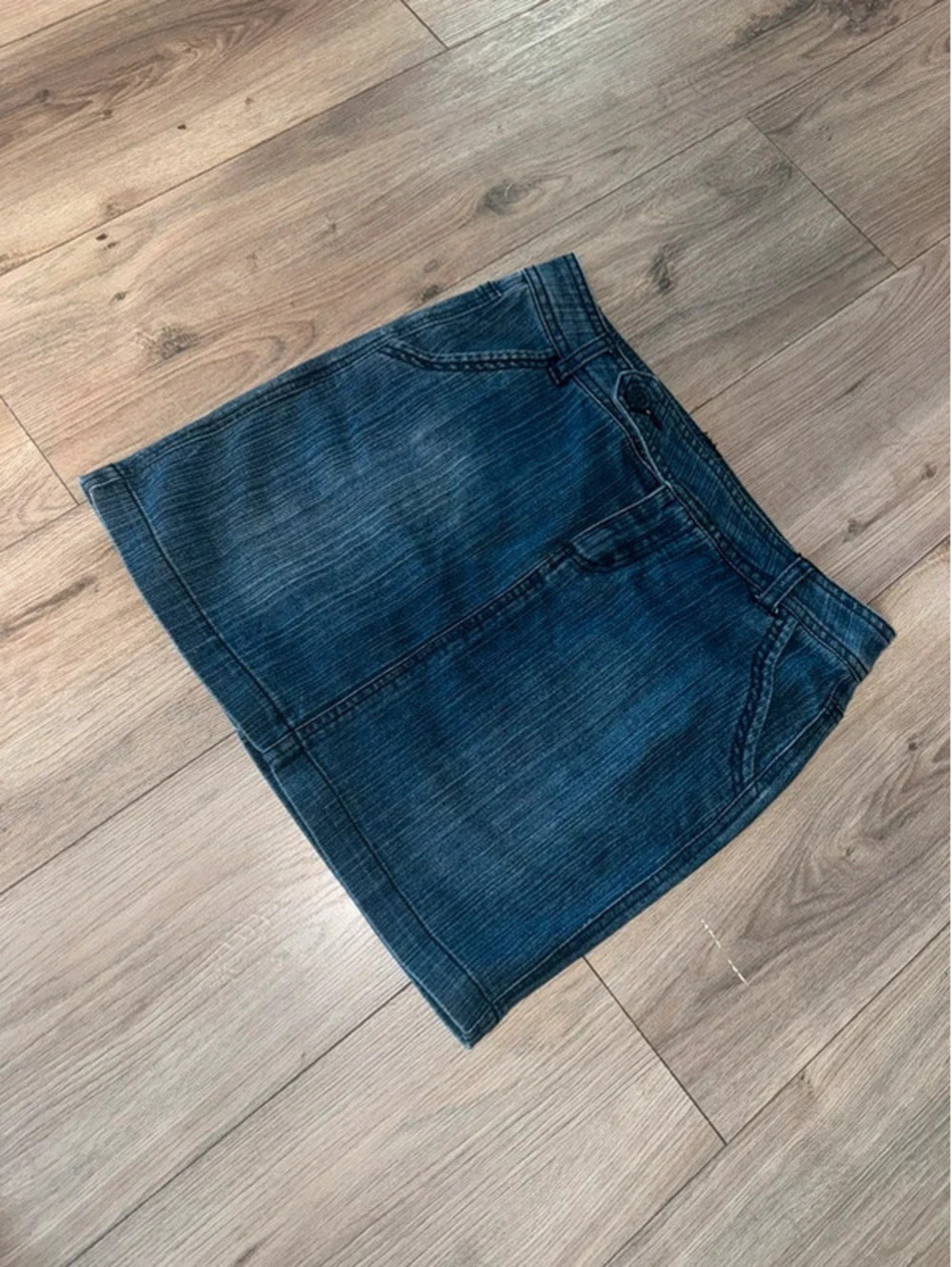 2000s blue epic denim mini skirt